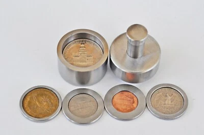 Steel Coin Ring Tool SET with SPACERS for 5 US COINS CENTER PUNCH Hole 1/2" - Image 1 of 4