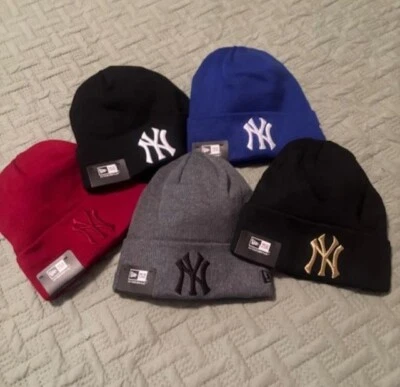 NY YANKEES NEW ERA EMBROIDERED KNIT CAP ~UNISEX~ U PICK ~FREE Same Day USA Ship - Image 1 of 4