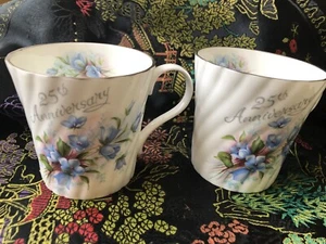 2 Crown Trent Staffordshire Fine Bone China Mugs 25 Years Anniversary - Bild 1 von 4