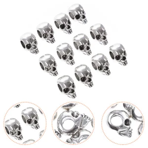 12Pcs Silver Skull Beads Sterling Outstanding Jewelry DIY Decoration - Picture 1 of 12
