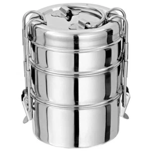 Zero To Infinity Store Stainless Steel Tiffin Box Clip Carrier 3 Containers - Picture 1 of 6