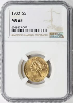 1900 $5 Liberty Gold Half Eagle NGC MS65 - Image 1 of 4