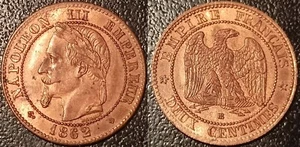 Napoléon III - Deux centimes tête laurée 1862 BB, Strasbourg SUP/SPL ! F.108A/5 - Picture 1 of 1