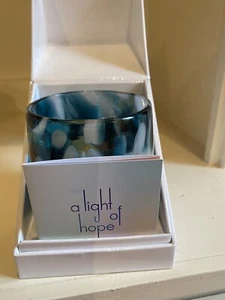 Glassybaby Votive Magnetic Blue White Swirls Tri-Color NEW - Picture 1 of 2
