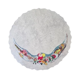 Vintage Large Fleece Christmas Tree Skirt For Tree 23" Across - Picture 1 of 8