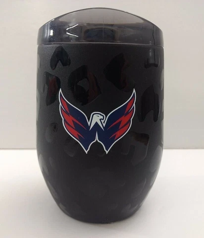 NHL Washington Capitals 16oz Leopard Powder Coat Curved Beverage Wine Tumbler Cover