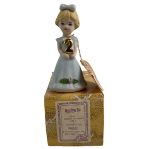 Enesco Growing Up Figurine Age 2 Birthday Girl Blonde Blue Dress E2302 VTG 1981 - Picture 1 of 8