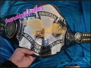 Universal Heavyweight Championship Leather Belt 2MM Brass Metal Plates - Picture 1 of 9