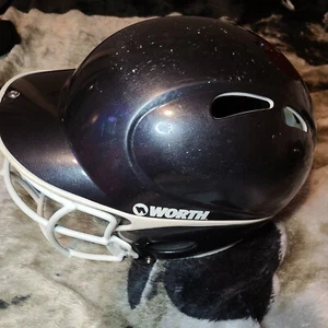 Worth Yellow Baseball Helmet LPBHT1 ( 6 1/2 - 7 1/2 ) With Face Mask & Left Glov - Picture 1 of 8