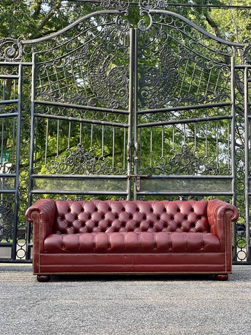 Vintage Tufted Leather Chesterfield Sofa By Leather Craft Cover