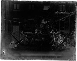 GLASS NEGATIVE ANTIQUE TWO PERSON CAMEL COSTUME  HANDLER FACING CAMEL, NO RIDER - Picture 1 of 2