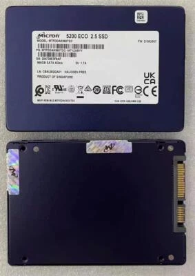 New Micron 5200 ECO 960GB SATA 6Gb/s 2.5" SSD MTFDDAK960TDC-1AT1ZABYY - Image 1 of 2