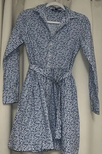 Polo Ralph Lauren Oxford Shirtdress Girls 16 Blue Floral Belted Shirt Dress - Picture 1 of 8