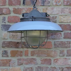 Emaille Lampe Industrielampe Vintage Leuchte, Industrial Lamp 70er Space Age - Bild 1 von 12