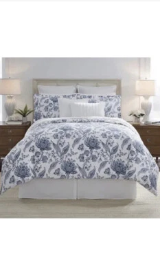 Juego de edredón Southern Living Kennsington azul/blanco 3 piezas King nuevo en paquete $299 Foto 1 de 4