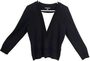 Designers Originals Women Top Black Lined Long Sleeve Knit Pullover Sz Petite PM - Picture 1 of 9