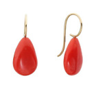 Vintage Teardrop Red Coral Dangle Earring 14k Yellow Gold Plated Coral Earring