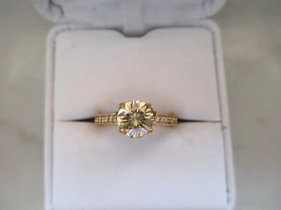 Fidanzamento 925 Argento Sterling 1.0Ct Giallo Anello Diamante - Immagine 1 di 4