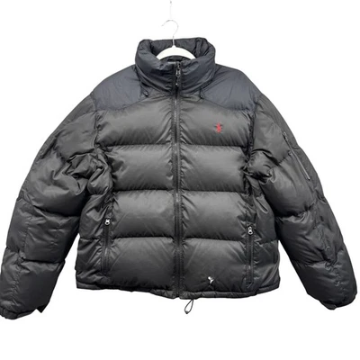 Polo Ralph Lauren Puffer Jacket Mens XL Black Down Feather Distressed Holes - Image 1 of 4