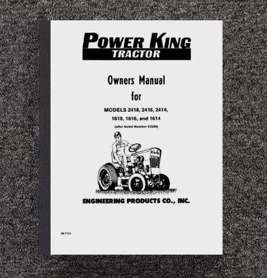 Manual de operador de tractor Power King 1614, 1616, 1618, 2414, 2416, 2418 #98-7114 Foto 1 de 4