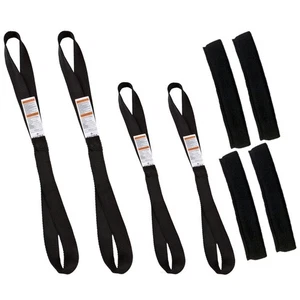 Ancra Tiedowns 12" & 18" Soft Touches, Tie Down Extension w/Fleeces-Black 4-Pack - Picture 1 of 3