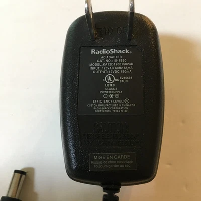 Adaptador de CA Radio Shack OEM KA12D120015024U CAT Nº 15-1950 12VDC 150mA Foto 1 de 3