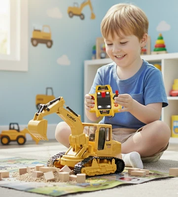 RC Bagger Digger ferngesteuert Fernbedienung Baufahrzeug mit Steuerpanel Joystic - Bild 1 von 4