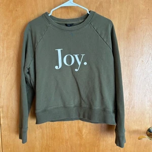 J. Crew Joy Sweatshirt Olive Green Cotton Blend Crew Neck Pullover Casual Top - Picture 1 of 7