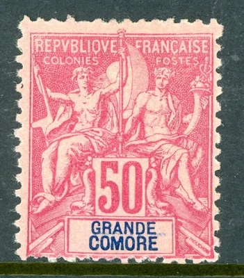France Colonies 1897 Grande Comore 50¢ Carmine  Scott #16 Mint O495 - Image 1 of 4
