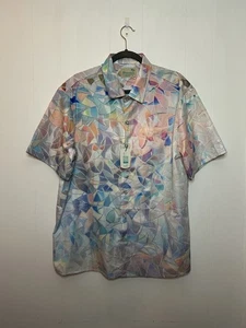 Camisa Hawaiana Royaura Geométrica Estampado Multicolor Manga Corta Con Botones Talla XL - Imagen 1 de 7