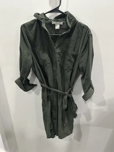 Lucky Brand Women XS Army Green 100% Cotton Knee Length Dress 3/4 Sleeves - Picture 1 of 6