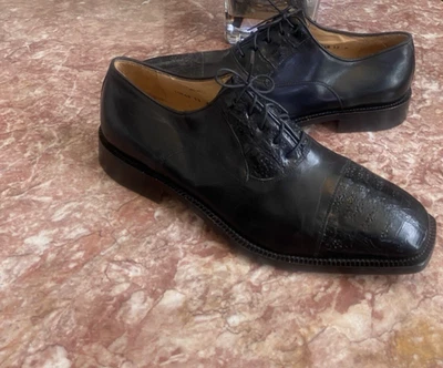 Bachrach Genuine Crocodile Mens Handmade Black Shoes Sz 13M, Made in Italy, $395 - Image 1 of 4
