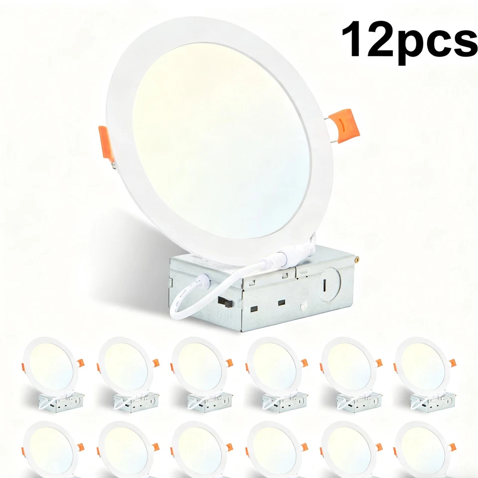 Panel Light 12 Pack 5CCT LED 6 Inch Recessed Ceiling Dimmable with Junction Box - Image 1 of 4