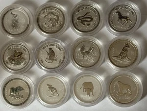 1999 - 2010 Australia Silver Lunar 2 oz Full Complete Set of 12 Coins - Series I - Picture 1 of 10