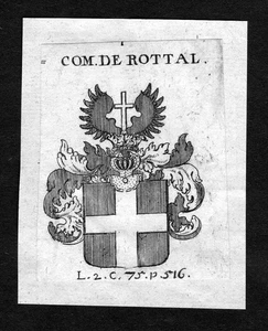 1750 - Rottal Emblem Nobility Coat of Arms Heraldry Copperplate Engraving - Picture 1 of 1