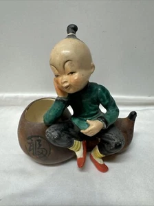 Vintage Japanese Man Sitting on Gourd Planter Rosseti Occupied Japan - Picture 1 of 10
