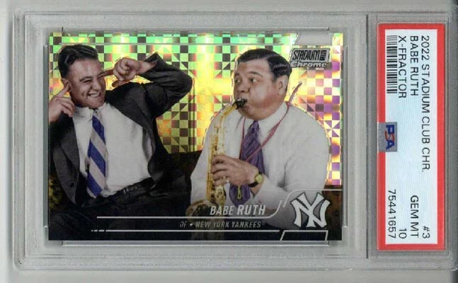 2022 TOPPS STADIUM CLUB CHROME X-FRACTOR #3 BABE RUTH LOU GEHRIG PSA 10 LOW POP - Image 1 of 2