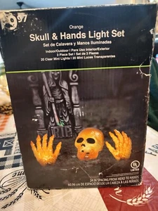Halloween Orange Skull and Hands Complete Set Outdoor Works! - Picture 1 of 3