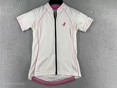 Camiseta deportiva de ciclismo Canari para mujer pequeña blanca rosa Susan G Koman poliéster bolsillo trasero Foto 1 de 4