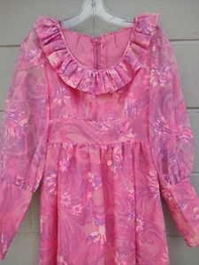 Maxi Vestido Garden Party Cintura Imperio Hecho a Mano Años 70 Vintage - Imagen 1 de 9