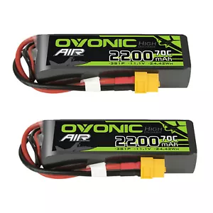 2X OVONIC 3S LiPo Akku 11.1V 2200mAh 70C XT60 für RC Heli Plane 64MM EDF JET - Bild 1 von 6