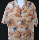 Joe Marlin Hawaiian Style Shirt, Multi-Color, Island & Boats Scenes, S/S, Xl