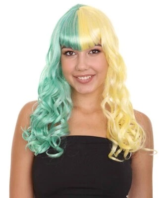 HPO Adult Women's Comedian Girl Green/Yellow Cosplay Wig, HW-1494A - Image 1 of 4