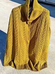 Jessica London Chartreuse Cape Strickjacke Knopfleiste Pullover Gr. 2X 26 28 gn1-m12 - Bild 1 von 9
