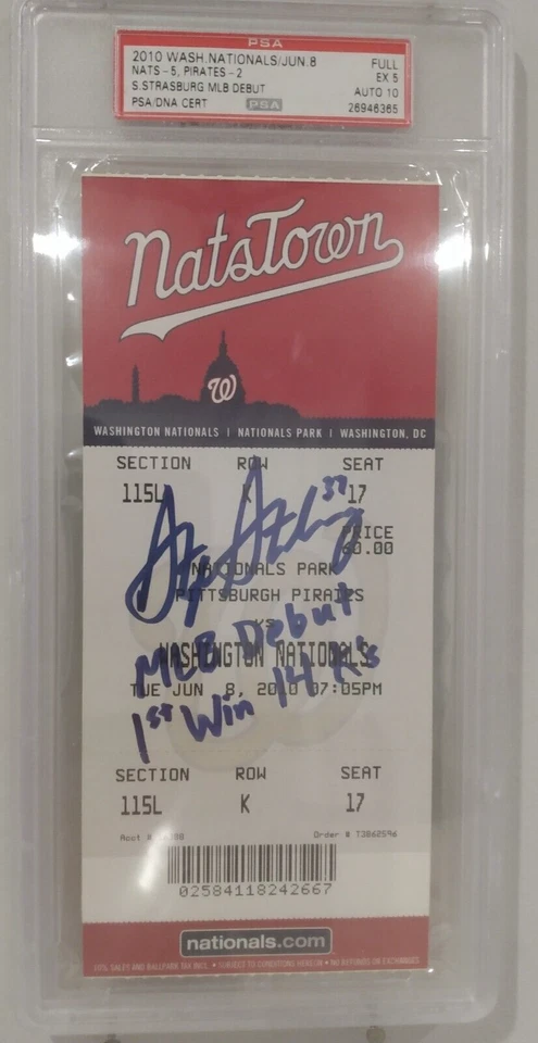 2010 * Stephen Strasburg * MLB Debut * Full Ticket w/ inscription Autograph - Image 1 of 1