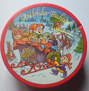 1988 Keebler Elves Holiday Cookie 10" Round Tin 135th Anniversary Vintage  - Picture 1 of 9