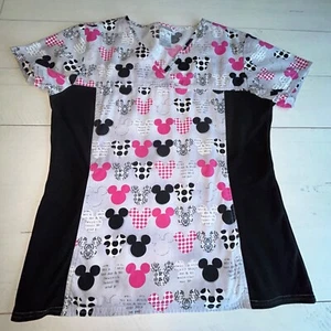 Disney Mickey Mouse V-Neck Scrub Top S Polyester/Cotton & Spandex - Picture 1 of 6