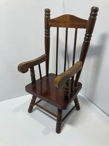 Vintage Doll Wood Arm Chair High Spindle Back 14" x 7" x 6" House of Golden Art - Picture 1 of 10