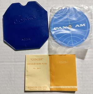 Vintage Pan Am Airlines Turquoise Globe CONCISE Circular Slide Rule NOS Japan - Picture 1 of 9