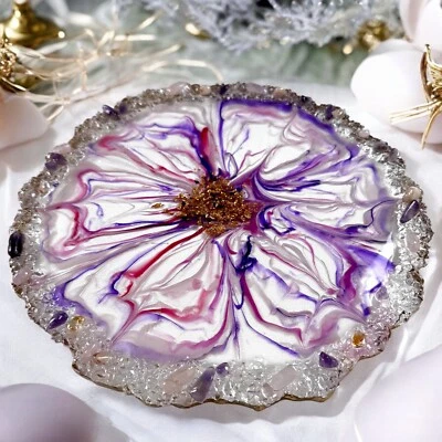 Tablett Rund, Tablett Tisch, Tablett Kerzen, Weihnachtsgeschenk, Schmuck Schale - Bild 1 von 4